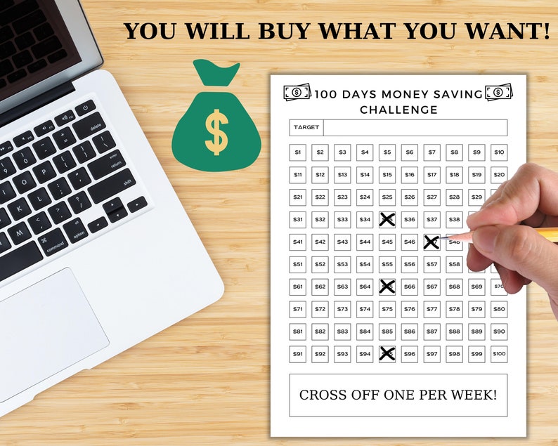 100 Envelope Challenge Printable, 100 Days Money Saving Challenge ...