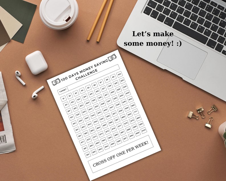 100 Envelope Challenge Printable, 100 Days Money Saving Challenge ...