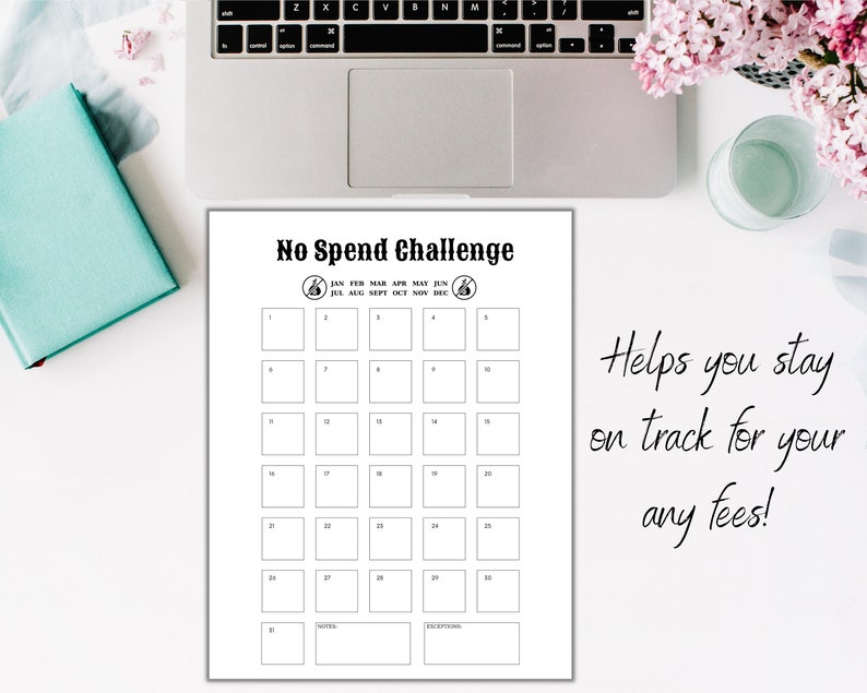 30 Day No Spend Challenge Template Printable PDF, Money Saving Challenge, Saving Tracker, No