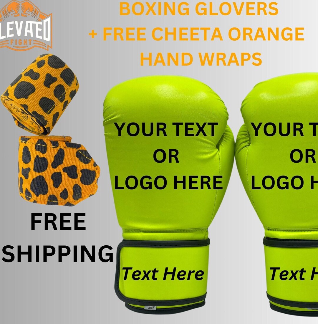 Chevron White And Lime Green Print Boxing Gloves