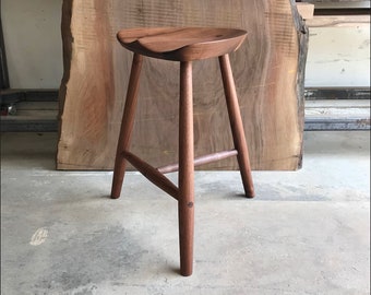 Handcrafted Sustainably Sourced Black Walnut Stool - Stool for Home Décor - Eco-Friendly Seating Solution Interior Design Handmade Furniture