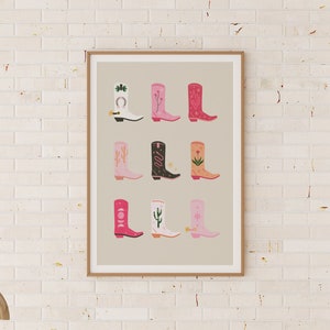 Chic Cowboy Boots Print Western Style Studio Apartment Decor for Rodeo Aesthetic Room Decor Country Chic Loft Decor Cowgirl Chic Wall Art