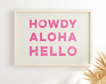 Beachy Wall Art Coastal Home Interior Beach House Decor Coastal Cowgirl Room Decor for Beachy Room Theme Wall Art Howdy Aloha Digital