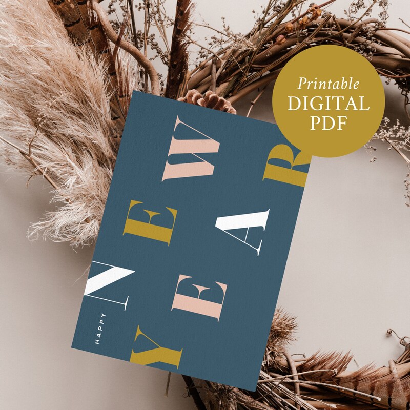 Happy New Year Card Etsy