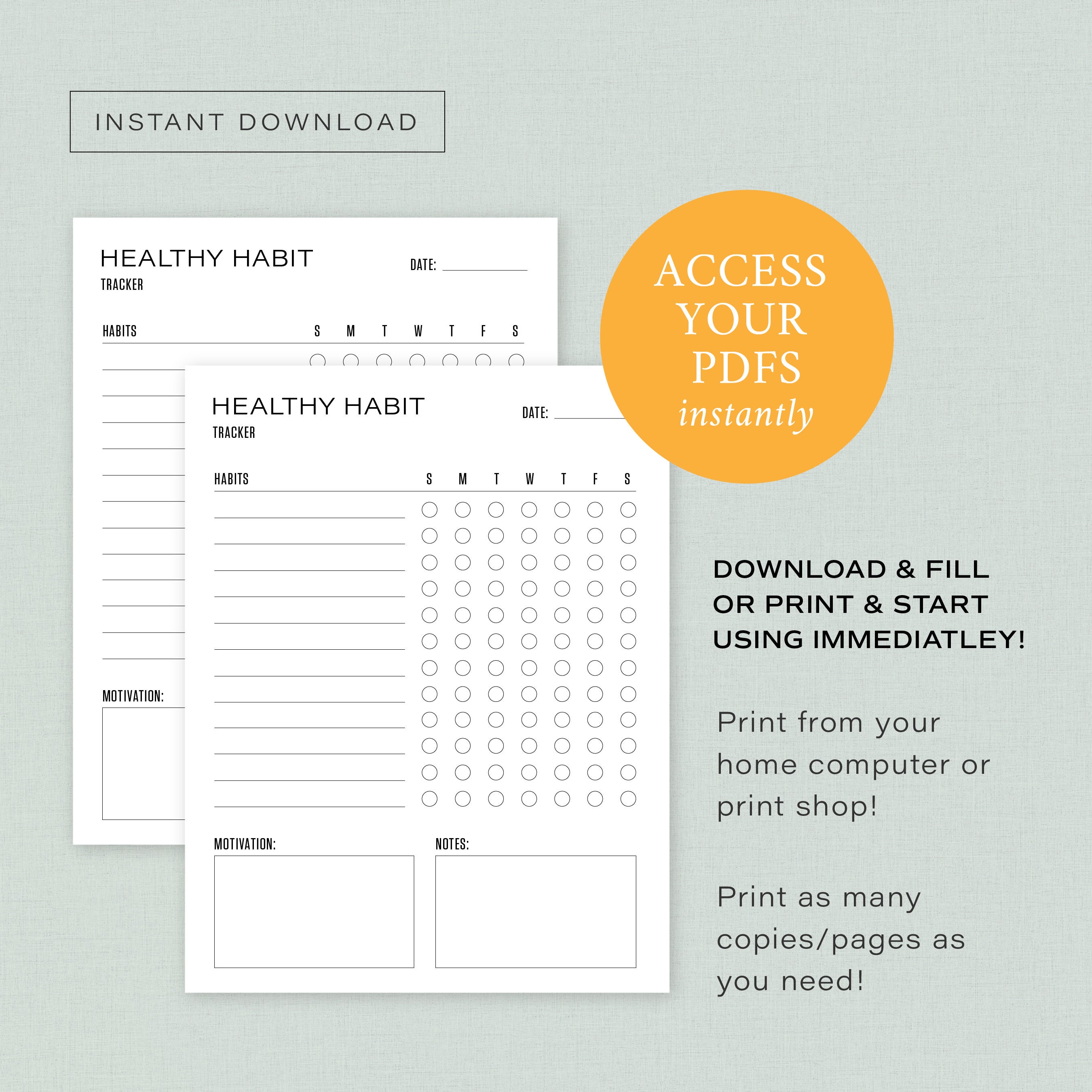 Minimalist Black and White Habit Tracker Printable