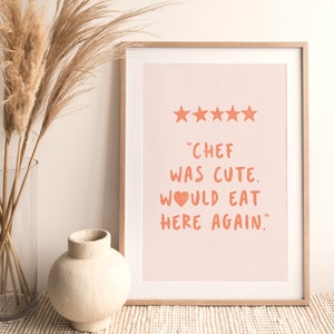 Esthetische keukeninrichting schattige kookkunst keukenmuur kunst chef-kok Art Print digitale chef recensie poster voor fijnproever cadeau-idee voor kookliefhebber
