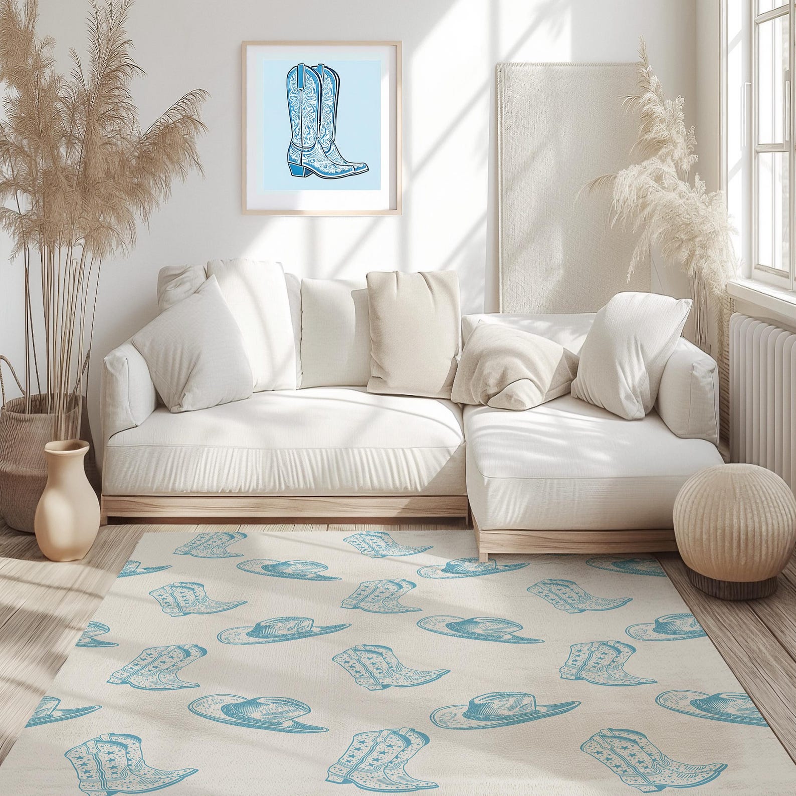 Blue Western Nursery Rug Boy Western Nursery Decor Boy Bedroom Cowboy ...