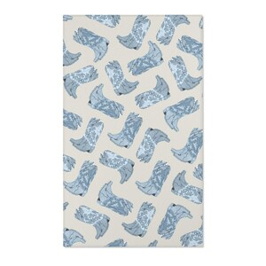 Country Style Nursery Rug Western Cowboy Design Blue Boot Pattern Boys Room Essential Multiple Size Options Premium Construction Quality Rustic Farmhouse Look Beautiful Infant Space Themed Decor Collection Western Room Addition