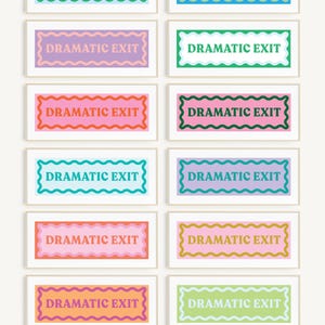 funny door toppers Dramatic Exit Door Topper Print Digital Colorful Exit Sign Printable Dramatic Exit Sign Neon Room Decor Cute Dorm Decor Funny Sign for Dorm