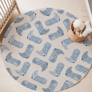 Western Teppich Cowboy-Boot Teppich Junge hellblauer Cowboy-Teppich Kinderzimmerdeko Boho Westernteppich Junge Kinder-Kinderzimmer