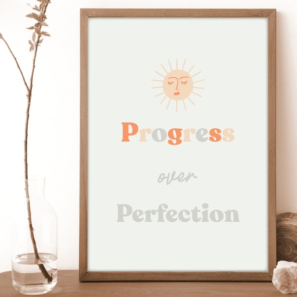 Gift Idea for Counselor Office Decor Motivational Classroom Decor Positive Affirmation Poster Teen Mental Health Progress Over Perfection
