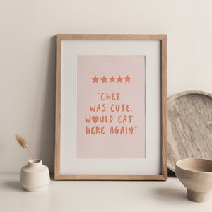 Chef Was Cute Poster Aesthetic Kitchen Decor Cute Cooking Art