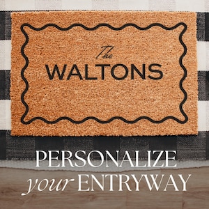 Personalized Scallop Doormat Custom Monogram Housewarming Gift Custom Name Welcome Mat Newlywed Gift Idea for New Home Custom Closing Gift