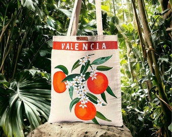 Orange Bag | Orange Tote Bag | Orange Handbag | Canvas Bag | Block Printed Bag | Shoulder Bag | Fruit Market Orange  | Tote Bag