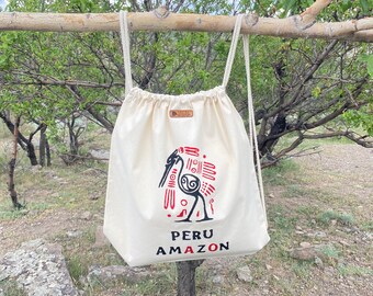 Tote Bag | Cloth Bag | Amazon Backbag | Amazon Backpack | Block Printed Bag | Peru Amazon School Bag | Kids Backpack | Block Print Kids Bag
