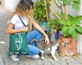 Cute Tote Bag | Cat Mom Gifts | Block Printed Bag | Cat Tote Bag | Shoulder Bag | Cat Lover Gift | Cat Owner Gift| Tote Bag | Cloth Bag