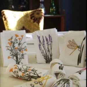 Embroidered Wildflower Napkins Botanical Embroidery backyard wedding wildfower party napkins housewarming gift set  Easter Decor