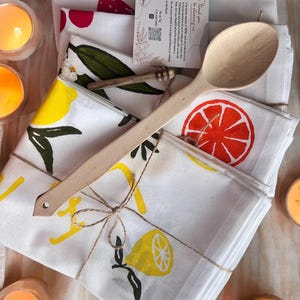Linnen theedoek Amalfi-citroenprint kersttheedoek 100% linnen-katoen Absorberende cadeauverpakking Doek kerstcadeau-ideeën Italiaanse geschenken