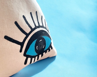 Hand-Painted Evil Eye Tote Bag: Personalized Protection Gift