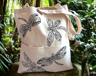 Beautiful Dragonfly  Tote Bag  Nature Lover Boho Tote Bag Gift for Her  Travel Bag Gift for Dragonfly Lovers Durable Insect Lover Tote Gifts