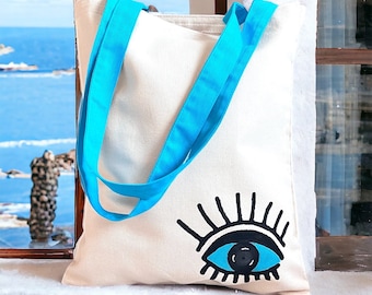 Evil Eye Artisan Bag, Greek Evil Eye Tote  Bag, Bachelorette Party  Bag, Evil Eye  Clutch Bag , Wedding Day Bag, Boho Evil Eye Tote Bag