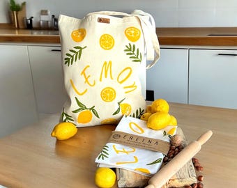 Geschenk von Zitrone, Zitrus Geschirrtuch Küchen Handtuch Geschenk, Einweihungsparty Küchen Set Geschenk für Mama, Amalfi Servietten, Zitrus Liebhaber