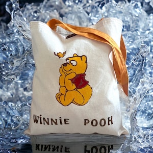 Winnie The Pooh Tote Bag, Cute Bear Tote Bag, Pooh Bag, Gift for Her, Book Bag, Shoulder Bag, Pooh Tote Bag, Cute Pooh Tote Bag, Pooh Bag