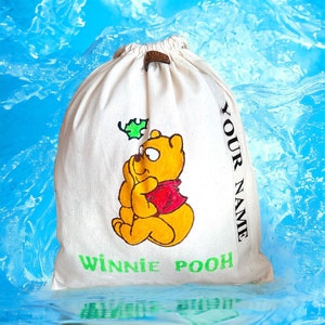 Personalized Winnie the Pooh Backpack for Kids Handmade Cotton Bag Custom Toddler Backpack Casual Disney Backpack Pooh Lover Gift Bag