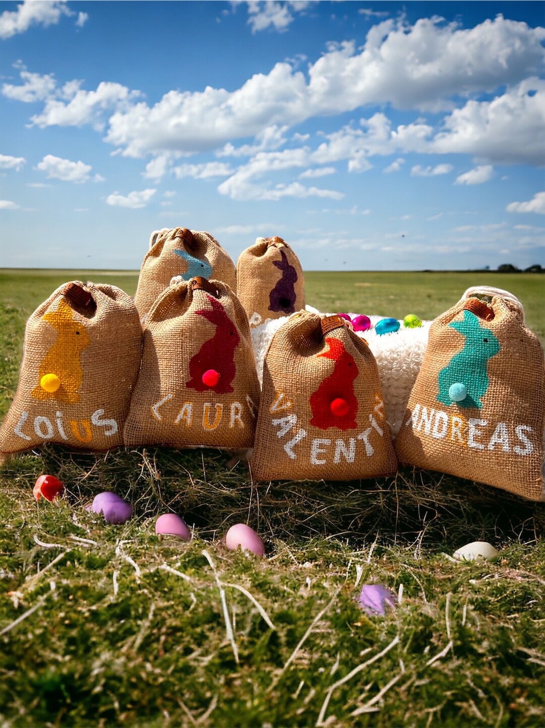 Personalized Easter Bag Easter Bunny Treat Bag Rabbit Burlap Gift Sacks ...