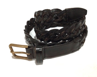 Vintage DOLCE & GABBANA Men’s BRAIDED Leather Belt / Made In italy ( 34” - 40 “)