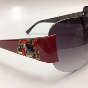 JUDITH LEIBER  Ladies Shield Oversized Crystals SUNGLASSES with Case
