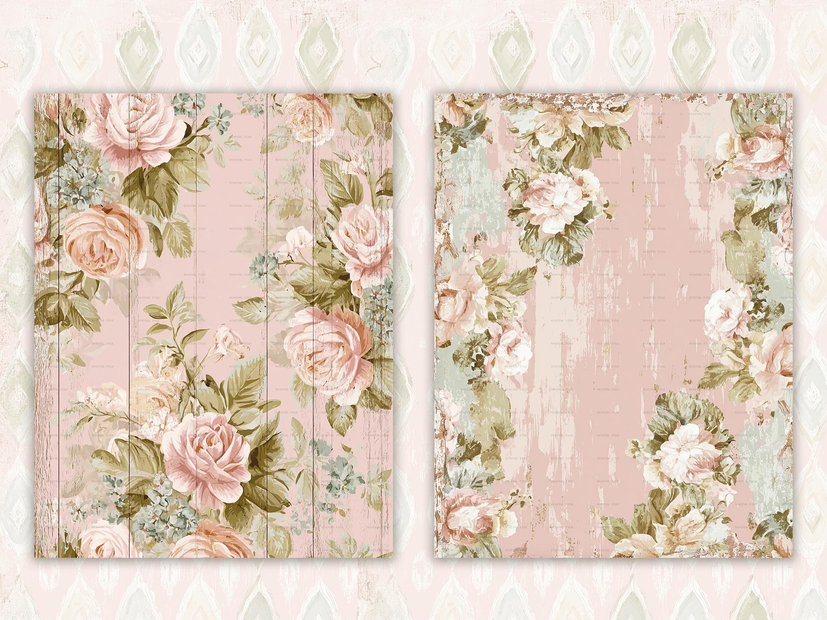 Shabby Chic Junk Journal Kit: Scrapbook Background, Digital Paper Pack ...
