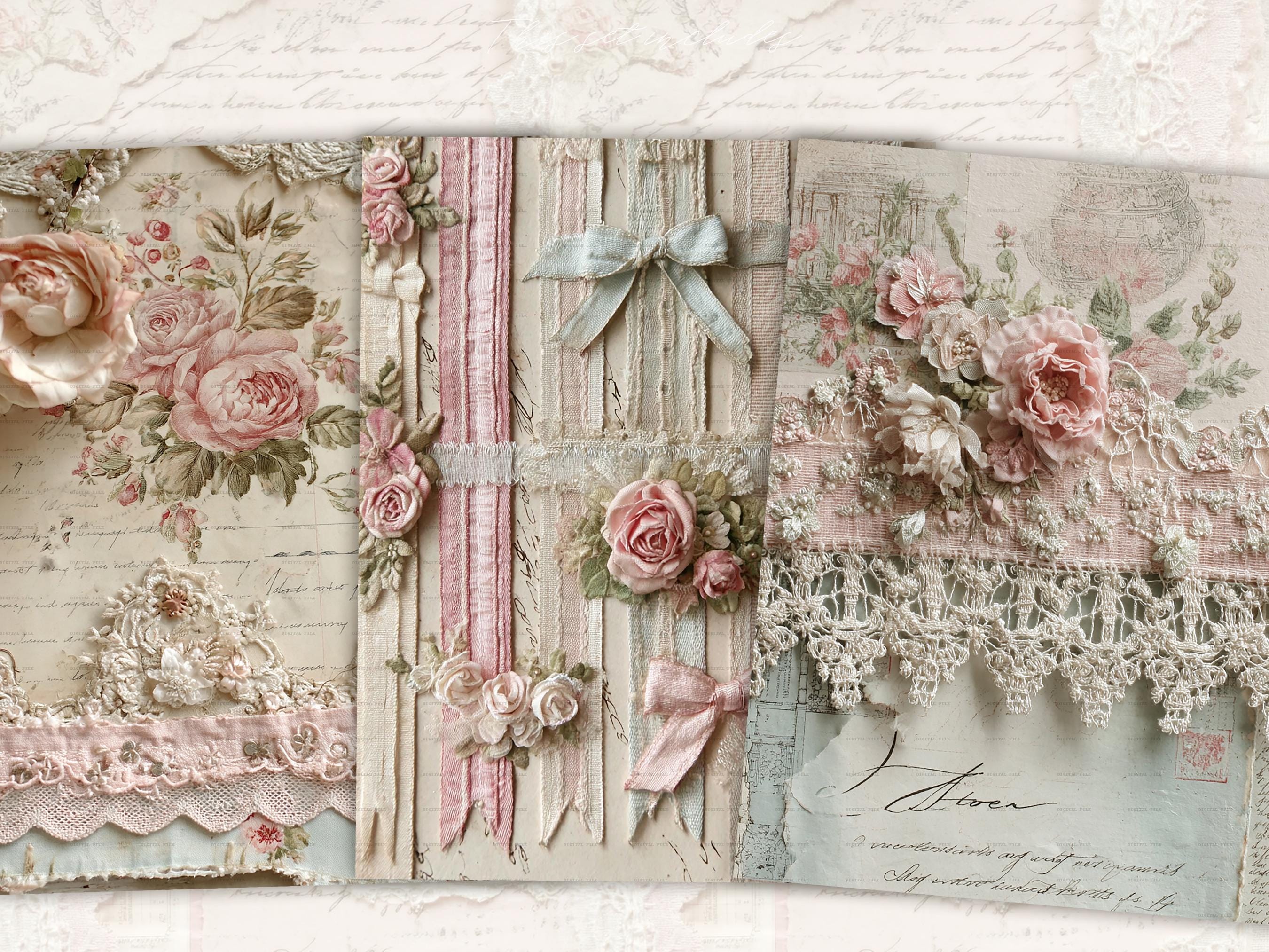 Shabby Chic Junk Journal Kit: Provence Ephemera, Victorian Pages ...