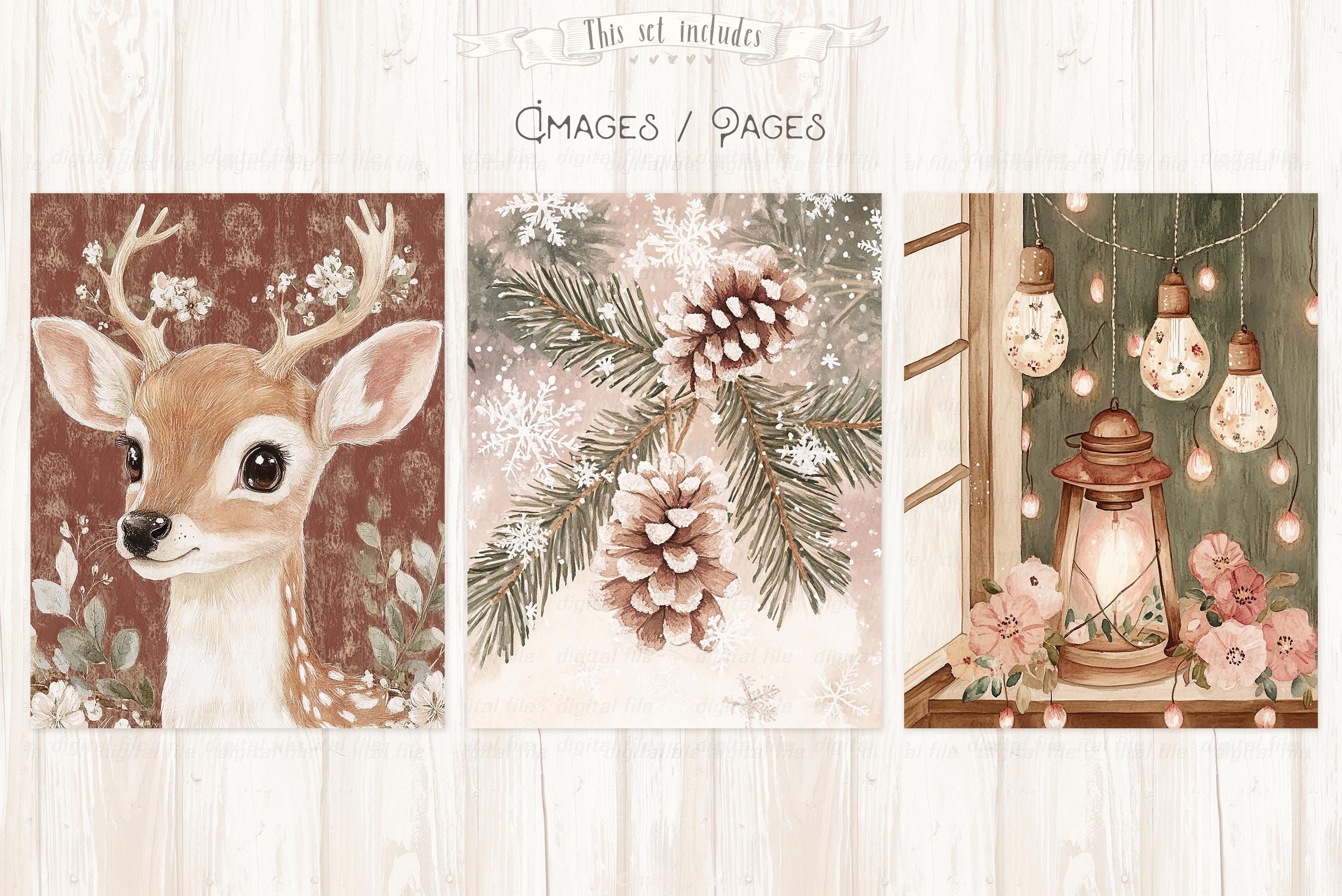 Winter Christmas Junk Journal Kit: Rustic Holiday Ephemera (digital ...