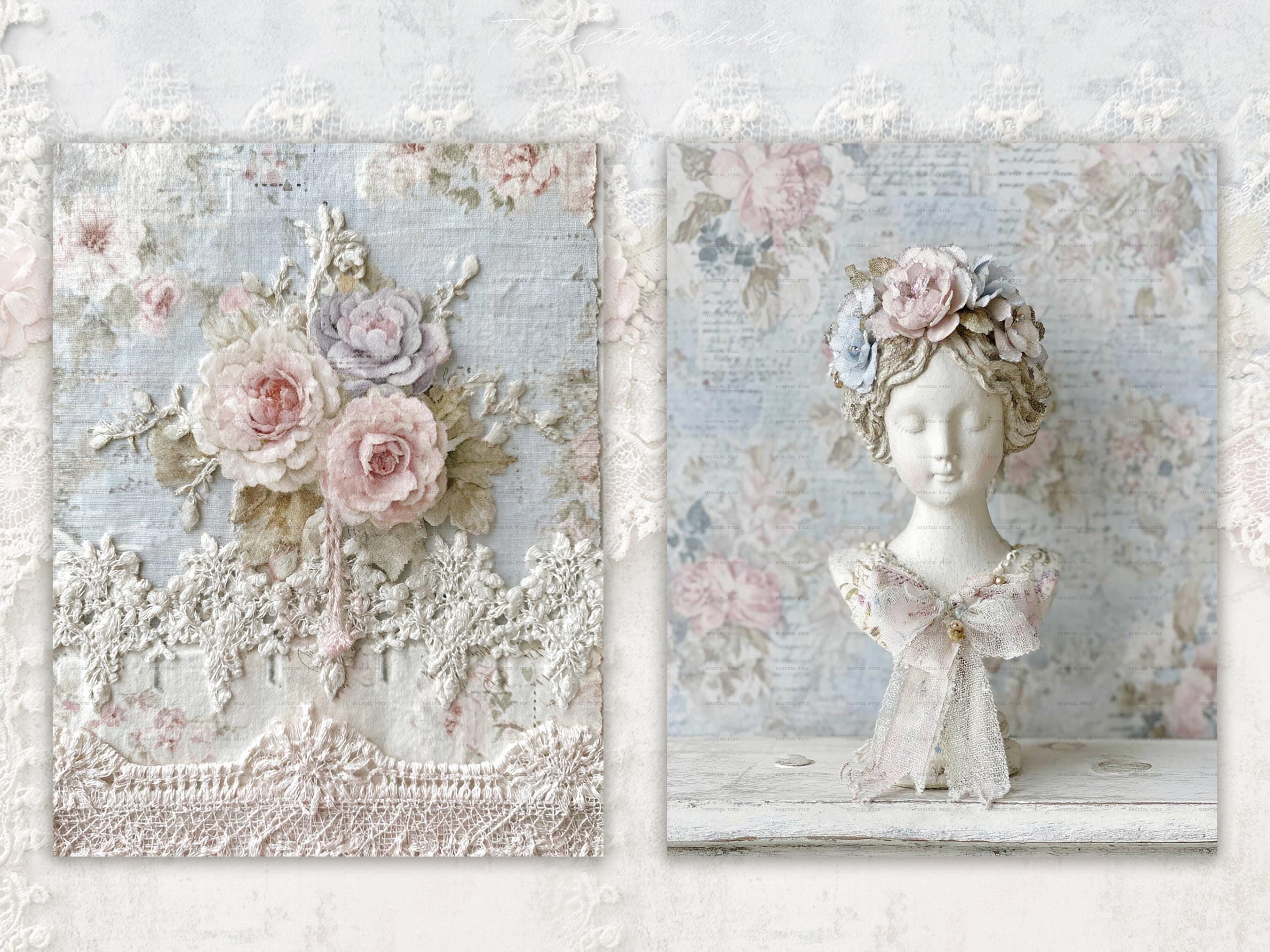 Blue Shabby Chic Junk Journal Kit: Scrapbook Background, Digital Paper ...