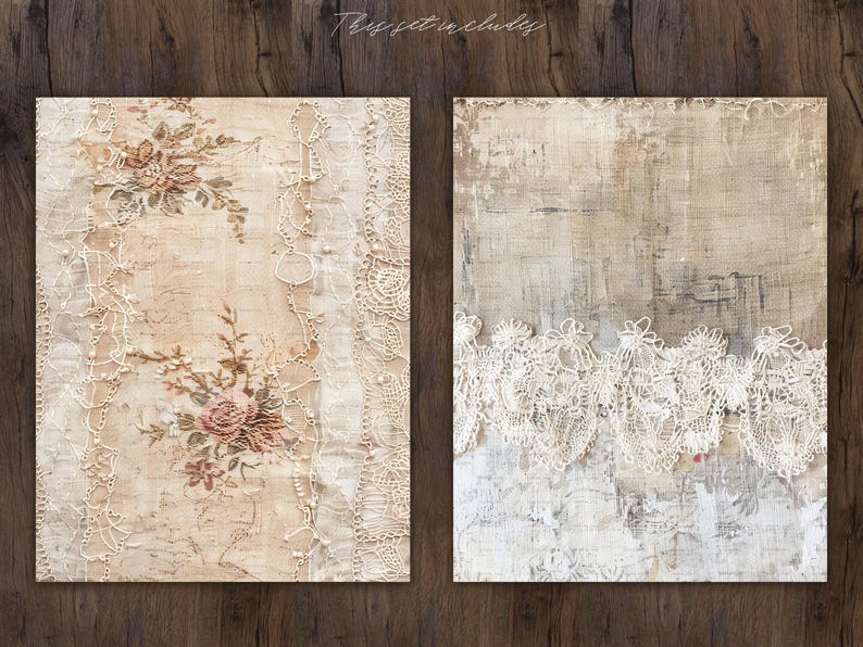 Shabby Chic Paper Textures: Vintage Fabric Backgrounds (digital ...