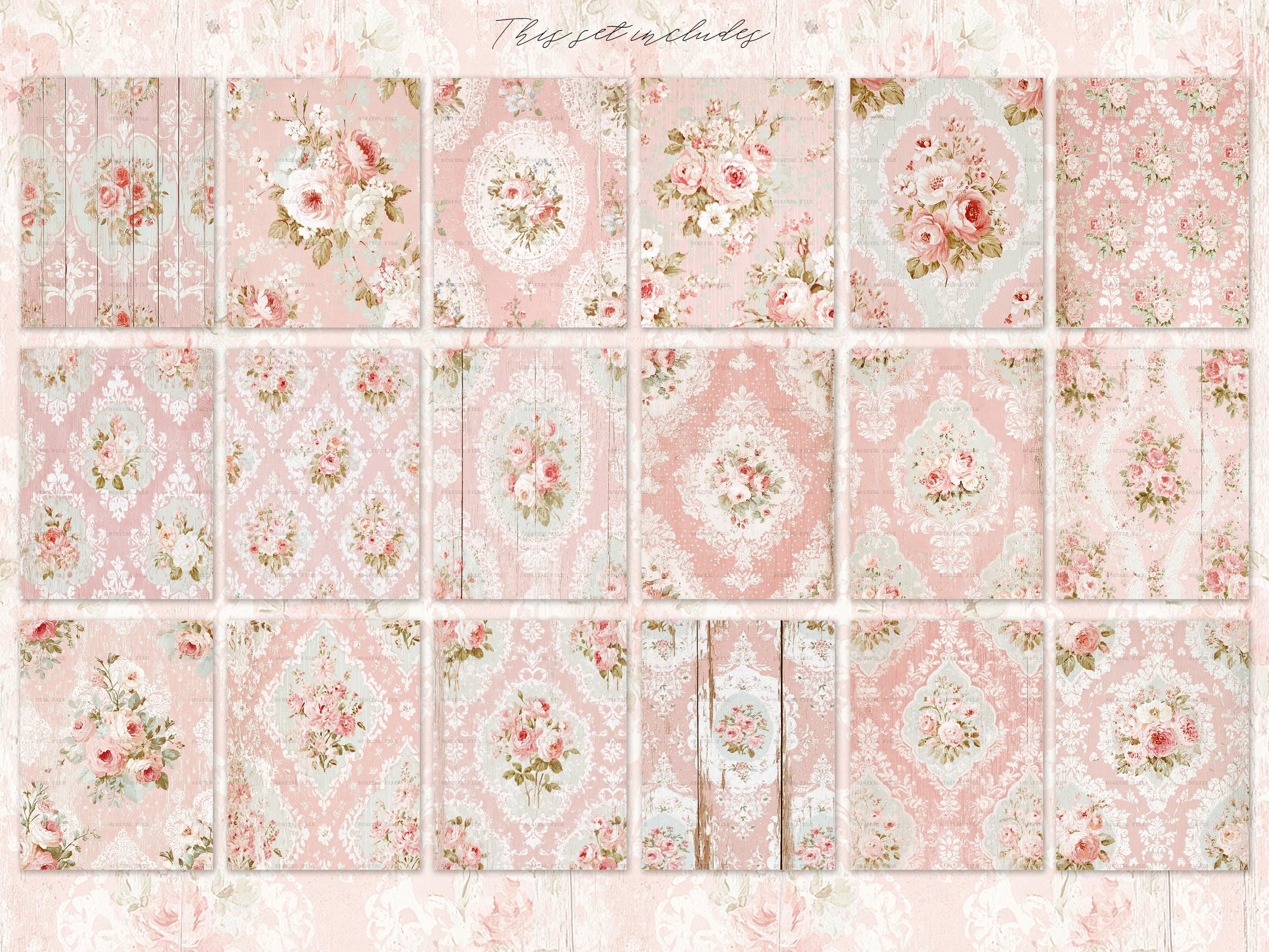Shabby Chic Kit, Junk Journal Pages: Vintage Background, Delicate ...
