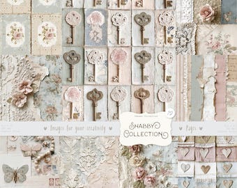Shabby Chic Junk Journal Kit: Provence Ephemera, viktorianische Seiten (digitaler Download)