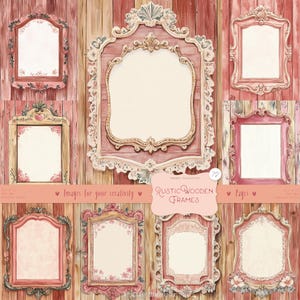 Rustieke houten lijsten 72 afbeeldingen: DIGITALE lege plannerpagina's, Victoriaanse stijl, Shabby Chic Journal Kit, Efemere plakboeken, Afdrukbaar kookboek