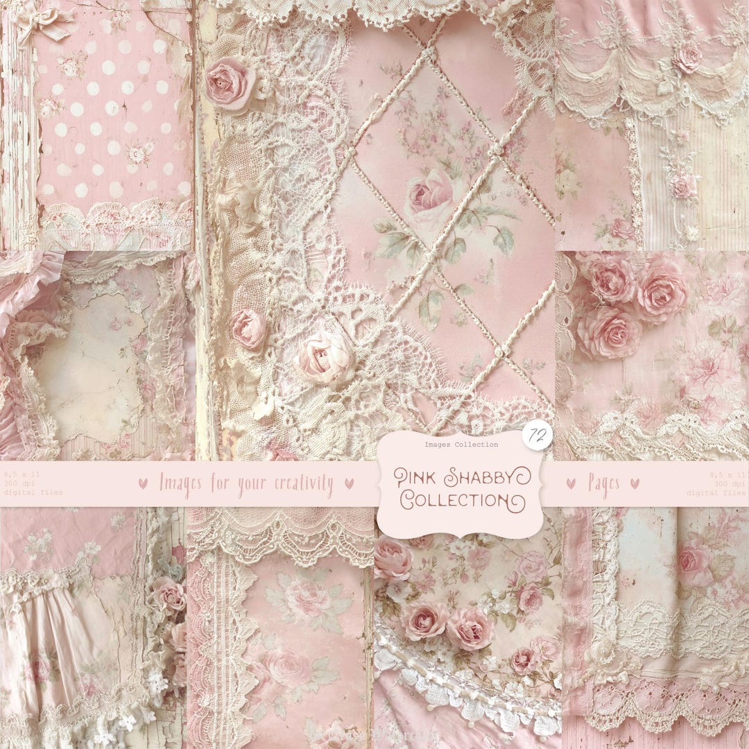 Pastel Shabby Chic Junk Journal Kit: White Scrapbook Background ...