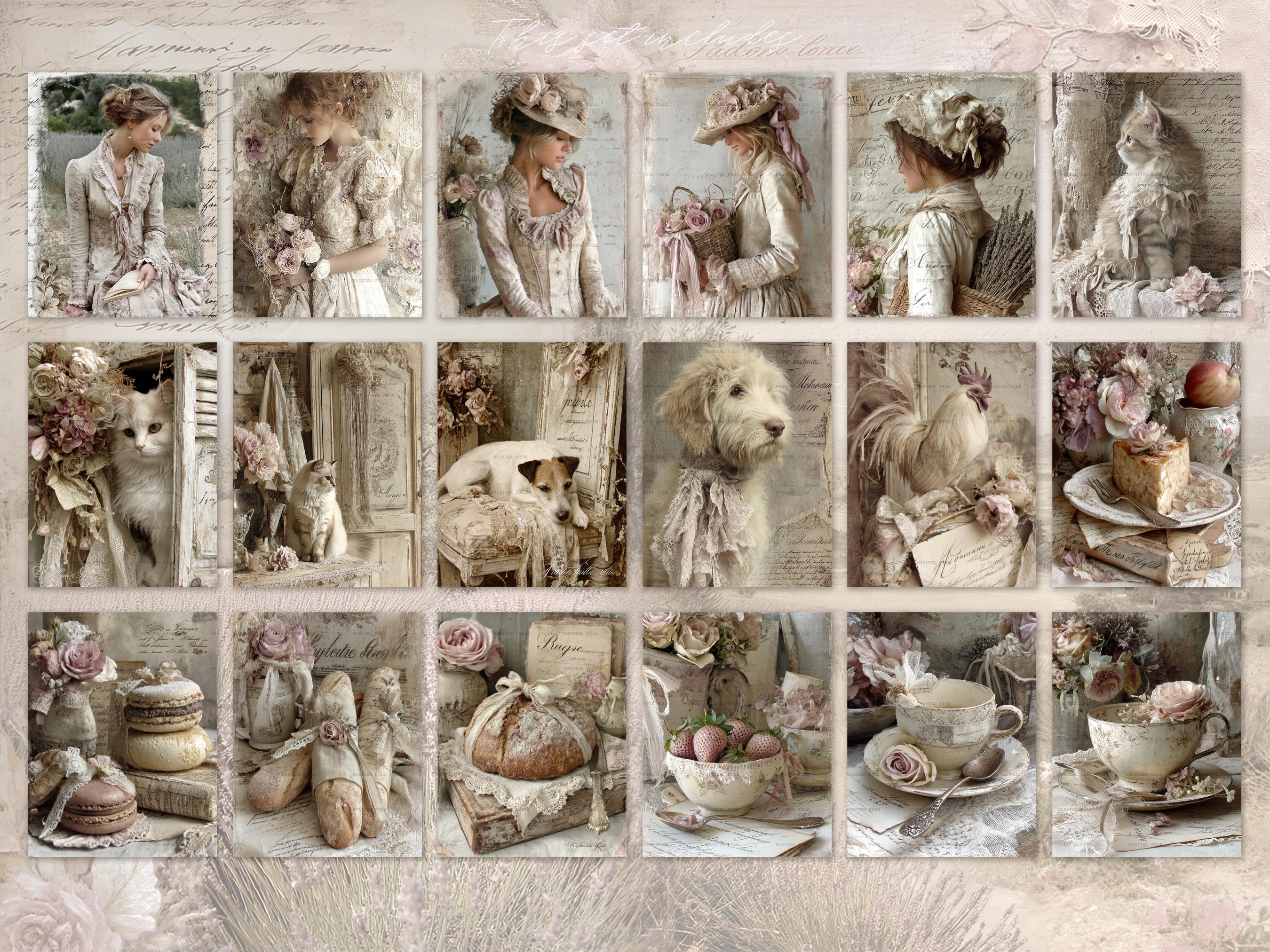 Shabby Chic Junk Journal Kit: Provence Ephemera, Victorian Pages ...
