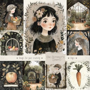 Il diario del botanico 130 immagini: pagine di giardinaggio del diario di spazzatura DIGITALE, carta per album di ritagli Cottagecore, serra vintage, stampabile di erbe aromatiche,