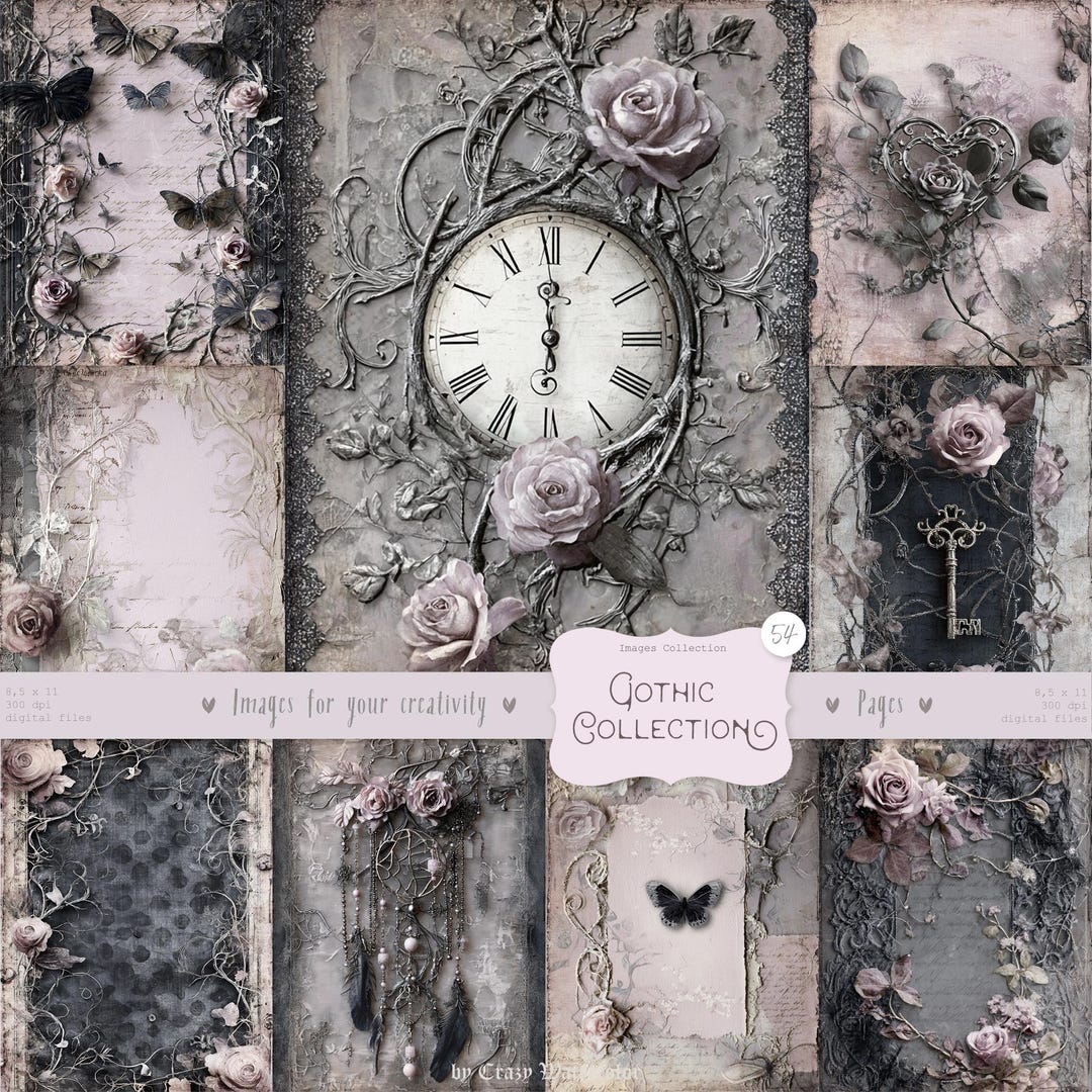 Shabby Chic Kit, Junk Journal Pages: Vintage Background, Delicate ...