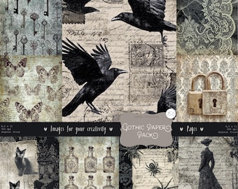 Gothic Paper Pack, Journal Pages:  Gothic Background, Halloween patterns