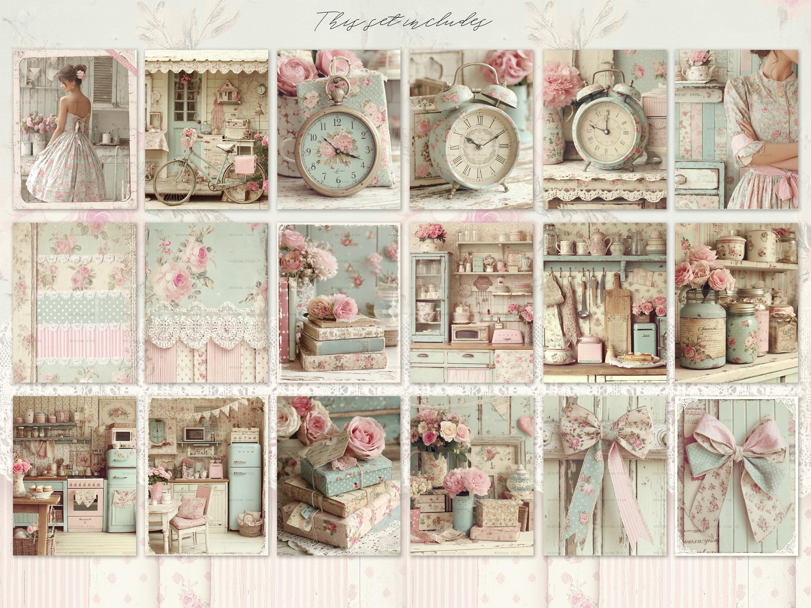 Pastel Shabby Chic Junk Journal Kit: White Scrapbook Background ...