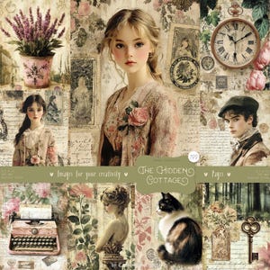 The Hidden Cottage 188 Images: Vintage Shabby Chic, Cottagecore Printables, Secret Garden, Victorian Junk Journal, Romantic Ephemera,DIGITAL