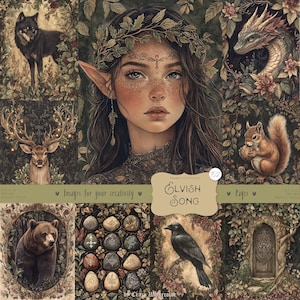 Chanson elfique 152 images : Clipart forêt fantastique, Pages de fées celtiques, forêt enchantée, éphémères sorcières, esthétique sombre, album imprimable