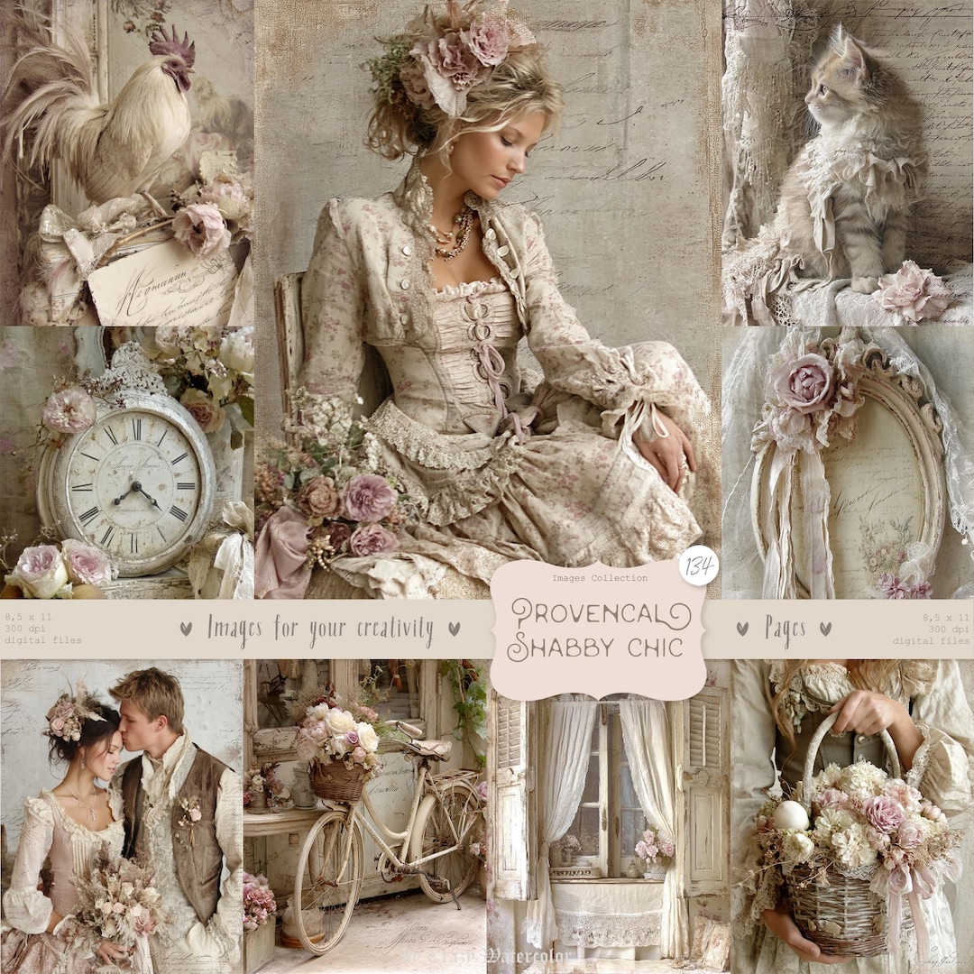 Shabby Chic Junk Journal Kit: Provence Ephemera, Victorian Pages ...