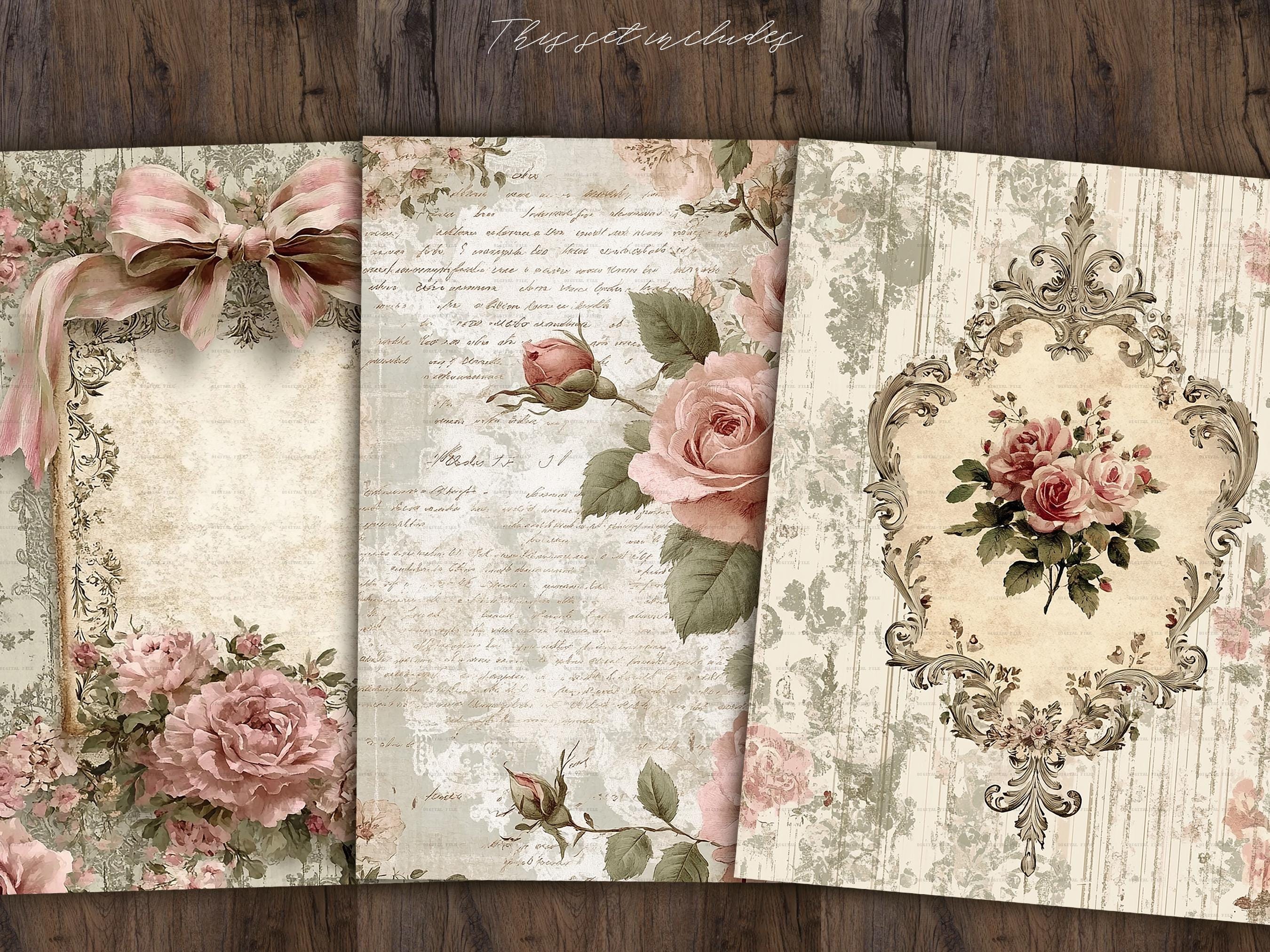 Blush Rose Digital Paper: Shabby Chic Scrapbook Pages (digital Download ...
