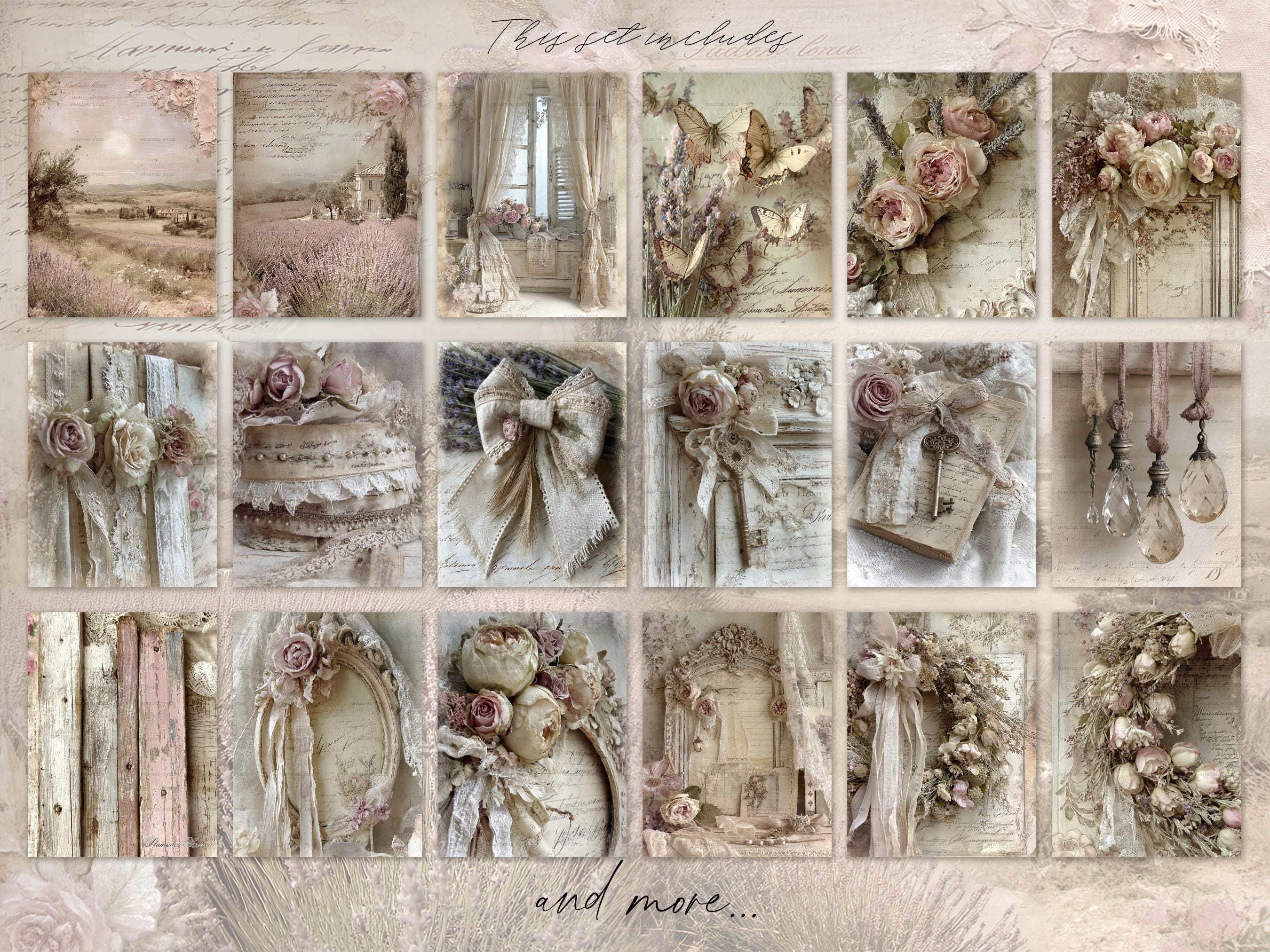 Shabby Chic Junk Journal Kit: Provence Ephemera, Victorian Pages ...